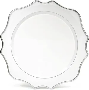 White Silver Rim Scalloped Charger