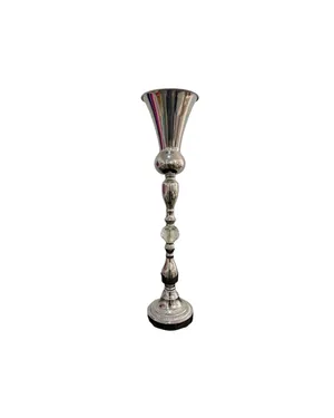 Tall Silver Crystal Trumpet Centerpiece