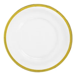 White & Gold Rim Alpine Porecelain Charger