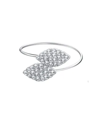 Silver Rhinestone Leaf Napkin Ring