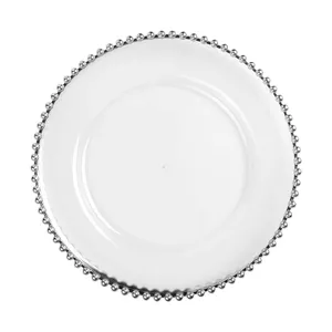 Silver Beaded Rim Acrylic Charger