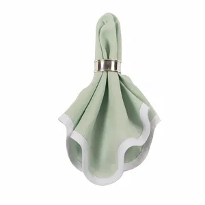 Scalloped Edge Linen Napkin - Sage Green