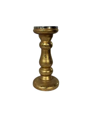 Vintage Gold Pillar Candle Holder