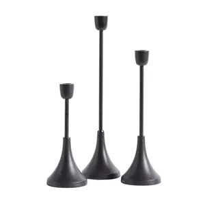 3 Matte Black Poet Candle Stick Set