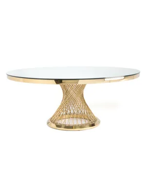 Gold & Glass Round Dining Table 60