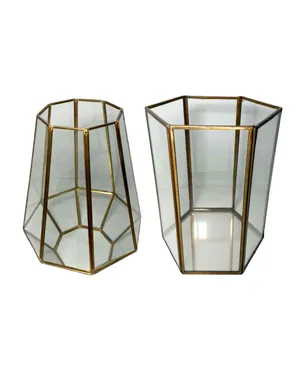 Bronze Rim Glass Floral Vase Centerpiece