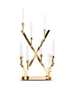 16 Branch Gold Metal Candelabra Centerpiece
