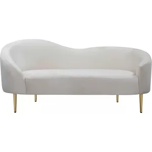 Beige Velvet Curve loveseat 