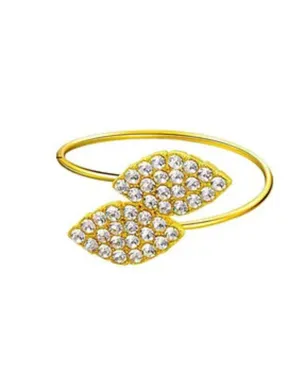 Gold Rhinestone Leaf Napkin Ring 