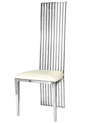 Silver High Back Vertical Stripped Chiar