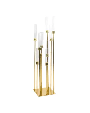 10 Arm Gold Flat Base Candelabra