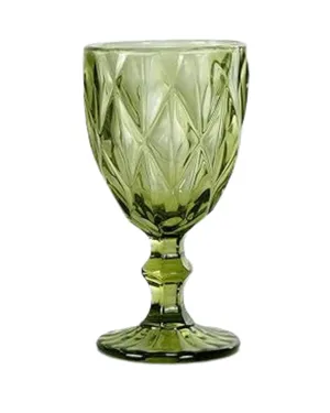 Green Diamond Cushion Water Goblet 