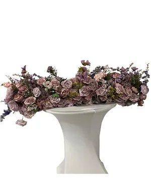 Lavender Rose Floral Garland Strip Centerpiece