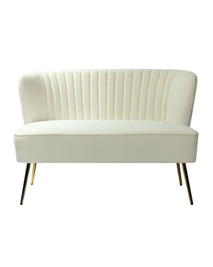 Ivory Velvet Loveseat Lounge