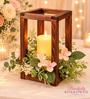 Wooden Lantern with Candle