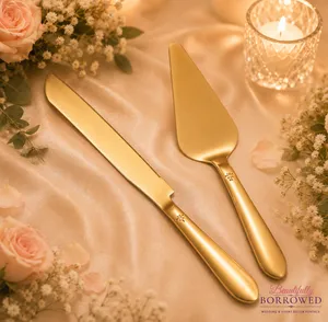 Simple Gold Cake Cutting Set