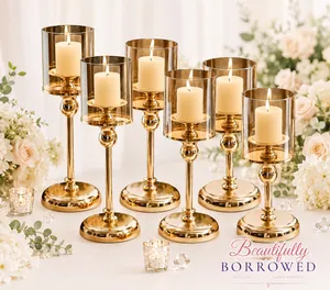 Mini Gold Hurricane Candle Holders
