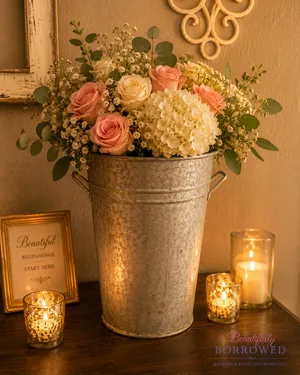 Galvanized Flower Pot
