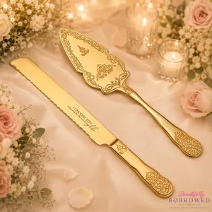 Elegant Gold Cake Cutting Set