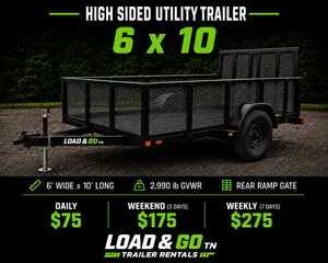 6 x 10 High Sided Utility Trailer With Ramp