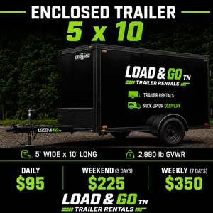 5 x 10 Enclosed Trailer With Rear Twin Doors