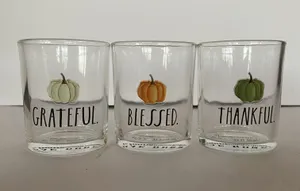 Grateful Blessed Thankful Glass Votive Set