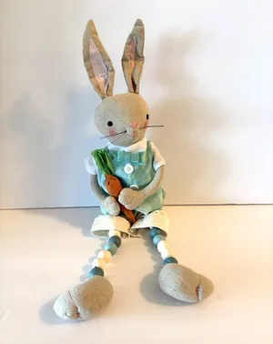 Plush Bunny with Wood Bead Legs