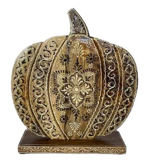 Wooden Pumpkin Cutout on Stand