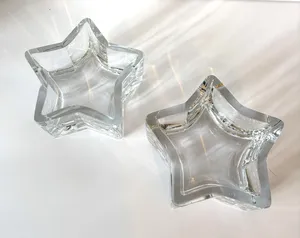Clear Glass Star-Shaped Bowls, Set of 2