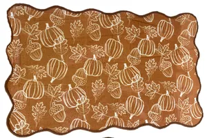 Orange Pumpkin and Leaf Beaded Floor Mats, Set of 3