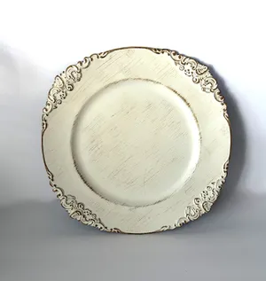 Rustic White Plate Chargers, Set of 6