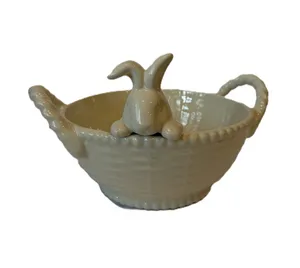 Large White Ceramic Bunny Bowl