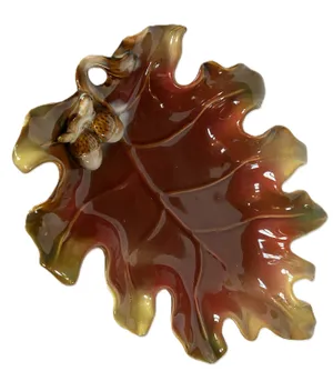Red and Gold Oak Leaf Candy Dish