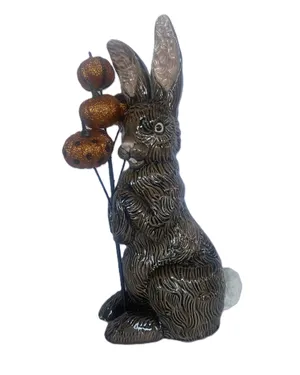 Brown Rabbit Holding Pumpkins Figurine