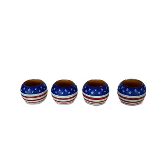 Flag Wooden Napkin Rings, Set of 4