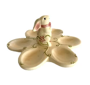 White Ceramic Bunny Deviled Egg Plate