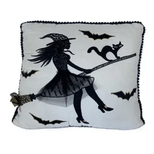 Witch on a Broomstick Throw Pillow