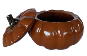 Orange Pumpkin Lidded Serving Bowl