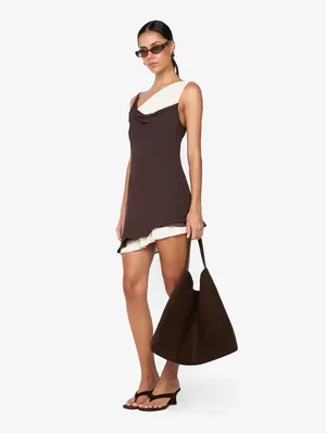 Jehnaya Asym Mini Dress Dark Chocolate