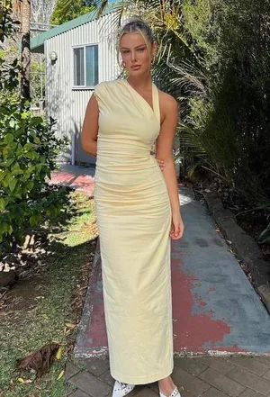 Giacomo Gathered Gown Butter