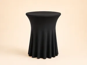 Black Wavy Draped Spandex Cocktail Table Cover 33