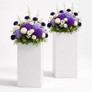 Purple & White Floral Pedestal Arrangement Rental