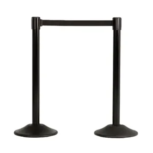 Stanchion - Black - Retractable - Black Belt