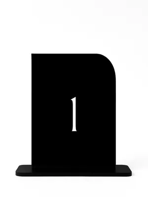 Black One Rounded Table Number Set (1–20)
