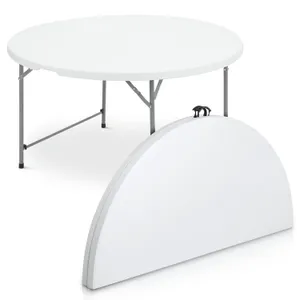 WHITE ROUND FOLDING TABLE - 48 INCHES