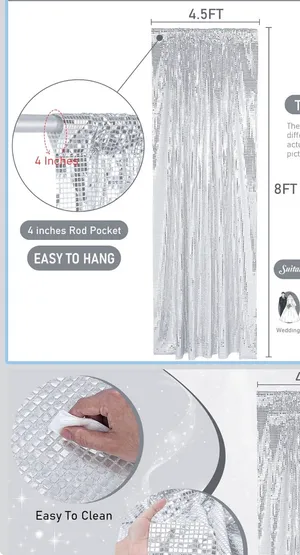 Silver Disco Mirror Drapes 4.5x 8