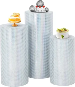 Cylinder Pedestal Stand Cover Spandex Iridesecent - 3 Pcs Set-