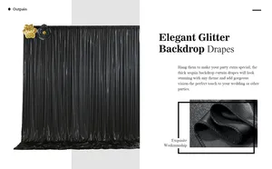 Sequin Backdrop Curtain - 10' W x 10' H - Black