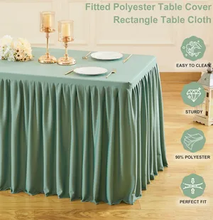 Sage Green Rectangle Tablecloth polyester - Ruffle 8ft