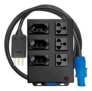 Régua 6 Tomadas (3 ABNT+3 Americanas Universais) 20A 4.000W 1,5m FOS LIGHT